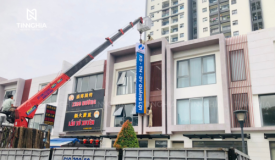 THI CÔNG BẢNG HIỆU MẶT NGOÀI TÒA NHÀ CAO TẦNG