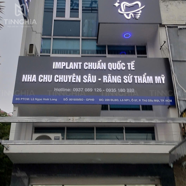 Bảng hiệu alu chữ nổi cho cơ sở nha khoa, nha chu