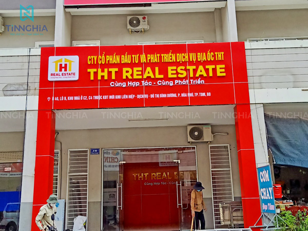 Ốp mặt dựng alu biển hiệu cho công ty địa ốc BĐS BÌnh Dương