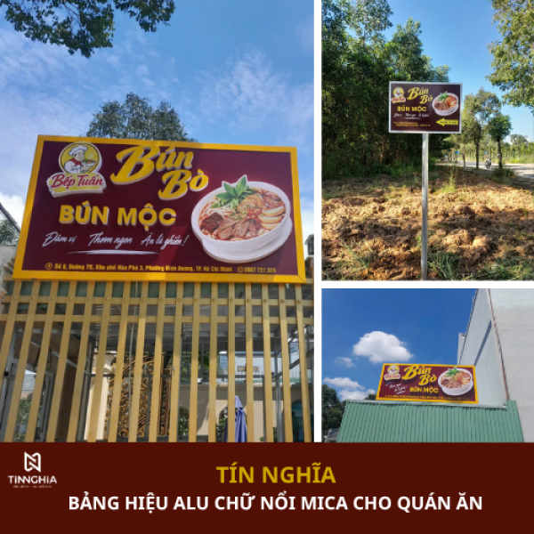 BẢNG HIỆU ALU CHỮ NỔI MICA QUÁN BÚN BÒ BÌNH DƯƠNG | TÍN NGHĨA