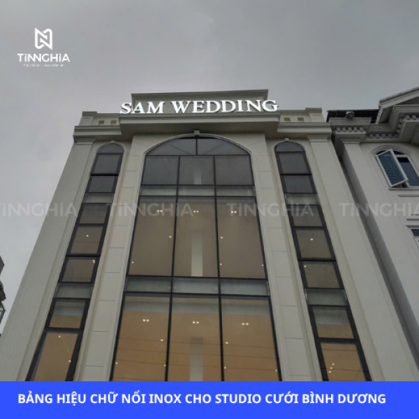 BẢNG HIỆU INOX MẶT MICA CHO STUDIO CƯỚI BÌNH DƯƠNG| TÍN NGHĨA