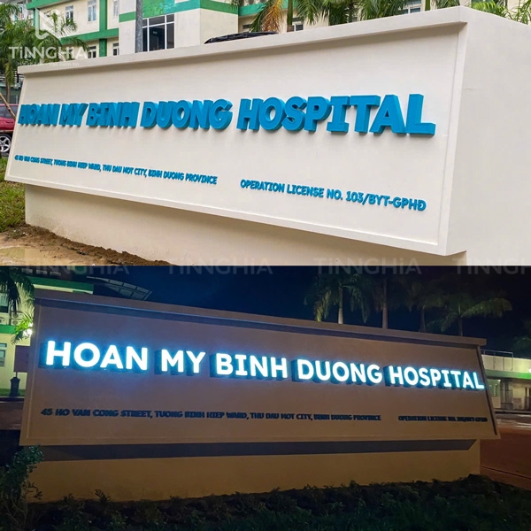 BẢNG HIỆU CHỮ INOX MICA SÁNG MẶT BÌNH DƯƠNG