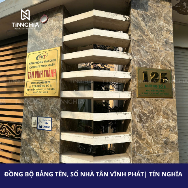 BẢNG TÊN CÔNG TY, SỐ NHÀ INOX VÀNG TÂN VĨNH PHÁT