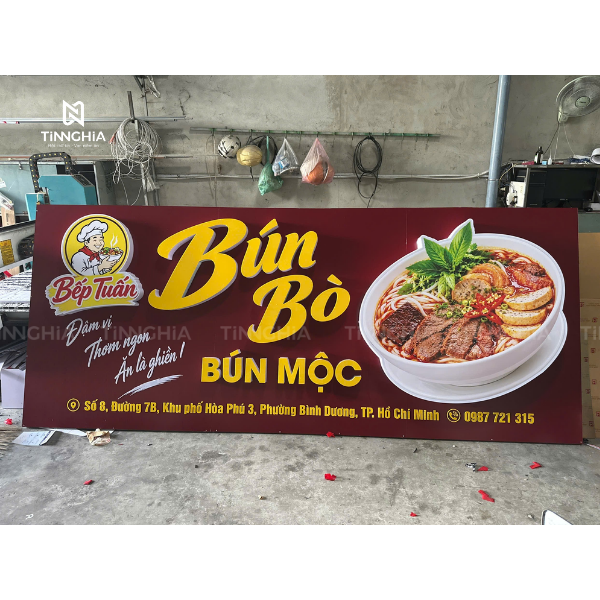 BẢNG HIỆU ALU CHỮ NỔI MICA QUÁN BÚN BÒ BÌNH DƯƠNG | TÍN NGHĨA